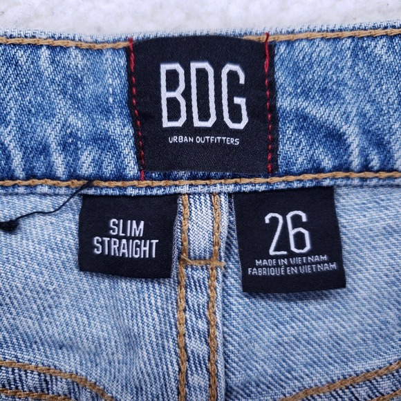 Urban Outfitters BDG Button Fly Jeans Womens Size 26 Slim Straight Raw Hem Pants - Picture 12 of 13